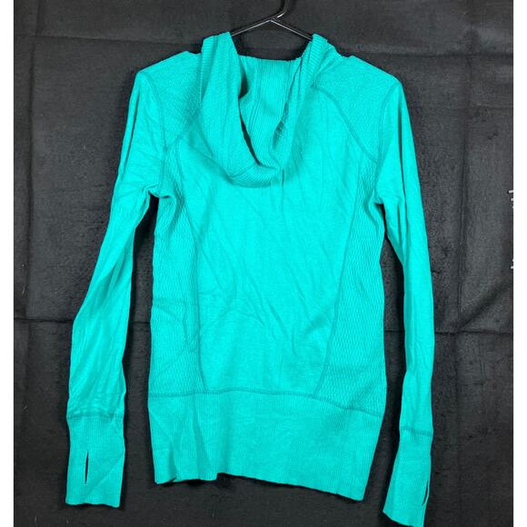 Eddie Bauer Womens Jacket Turquoise Full Zip Thumb Holes Hooded Stretch Small - Picture 10 of 12